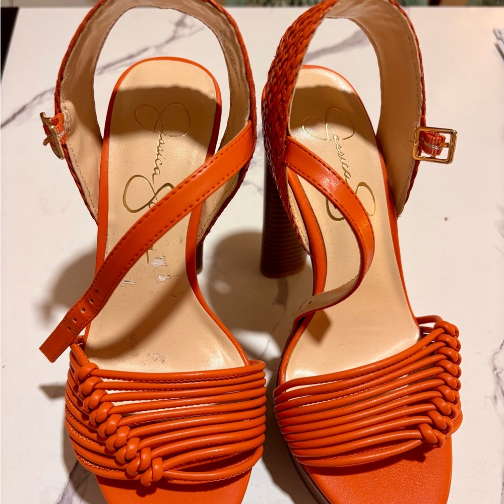Jessica Simpson Orange Platform Sandals - Picture 2 of 4